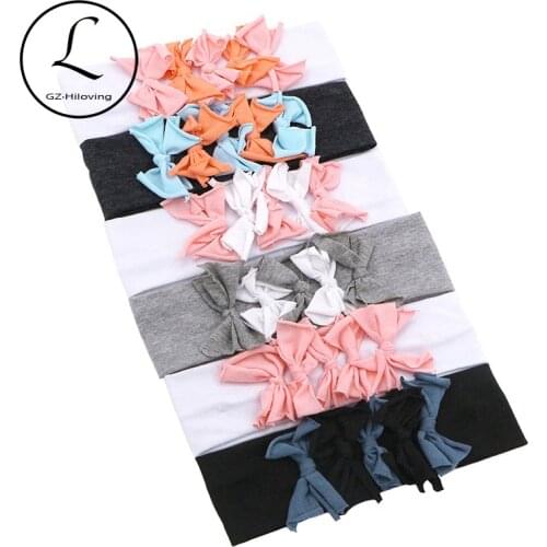 GZHilovingL Solid Cotton Cute Bow Headwear Baby Girls Toddler Headbands Soft Comfortable Flower Turban Children Hair Accessories