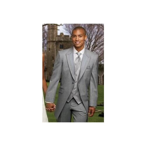 Top Selling - New Style One Button Groom Tuxedos Light Grey Best man Suit Wedding Peak Lapel Men Suits Bridegroom (Jacket+Pants