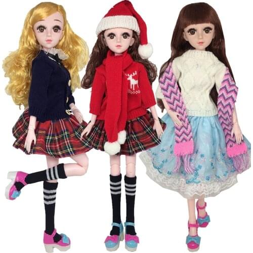 Clothes Suit for 1/3 BJD Dolls Dress Accessories Scarf+ Socks for 1/3 BJD Doll DIY Toys for Girl Gift Stand and Shoes