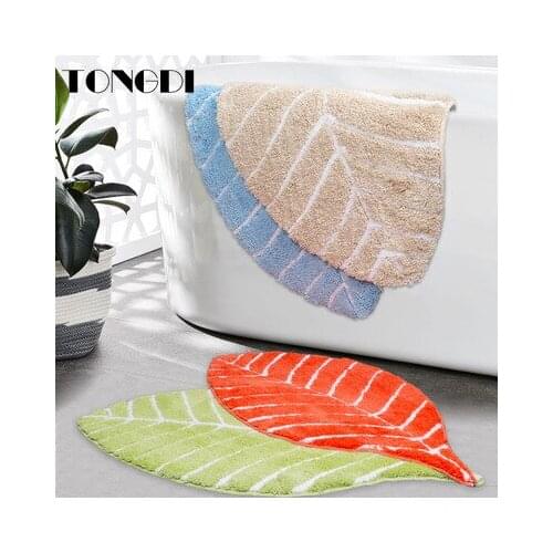 TONGDI Bathroom Carpet Mat Leaves Elegant Soft Shower Microfiber Chenille Sop Non-slip Mats Rug Decoration For Kitchen Room