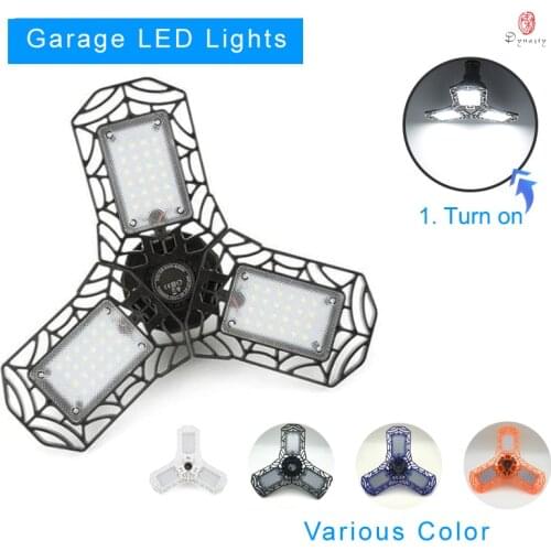 LED Garage Lights Workshop Bulbs E27/ B22 Fold Adjustable Plastic LED Light Bulbs Colorful Warehouse Home Lighting Fixture