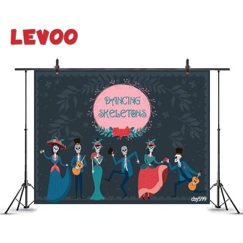 LEVOO Day Of The Dead Backdrop Dancing Skeleton Mexican Holiday Background Photography Photo Booth Photo Studio Photophone Vinyl
