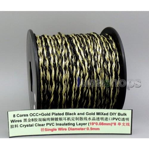 LN006148 8 Core Pure OCC Silver Plated Gold Black Bulk Mixed Wire For Custom DIY Shure Fostex QDC acrolink Earphone Headphone