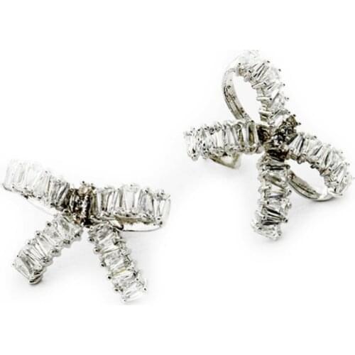 Small Flower Bow Butterfly Design Crystal Earring Studs Color Elegant Fashion Women Jewelry Girl Gifts SSS-0002