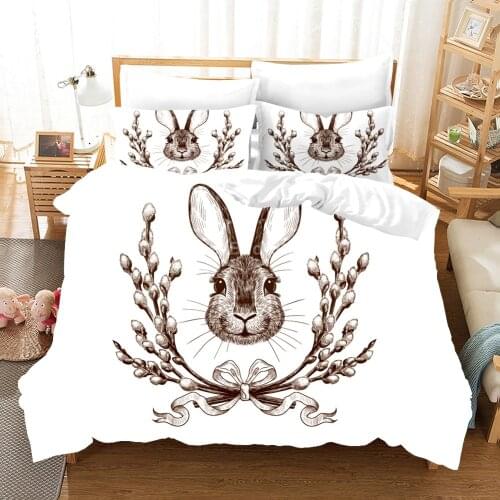 Cute Rabbit Bedding Set Animal 3d Duvet Cover Sets Comforter Home Decor Bed Linen Twin Queen King Single Size Luxury Gift Lovely