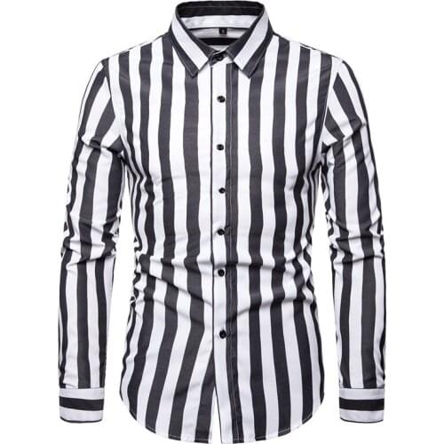 Hot Sale Mens Striped Shirts British Style Long Sleeve Slim Fit Shirts Casual Brand Black/Red/Blue Male Shirt camisa masculina