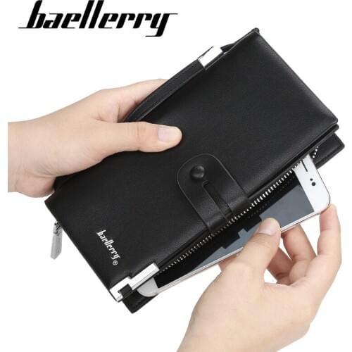 Baellerry 2020 Men Wallets Long Clutch Business Long Zipper Large Capacity Quality Male Purse Leather Card Holder Multi-function
