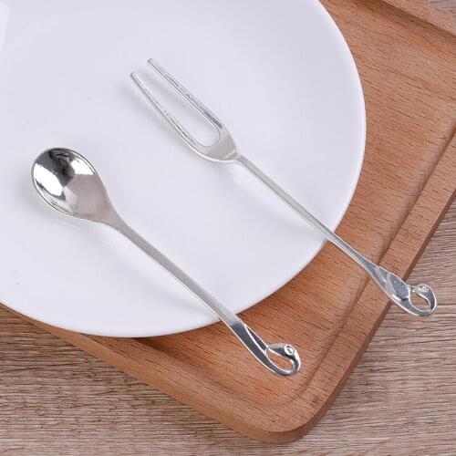 Coffee utensils tableware set stainless steel swan spoon holder dinnerware kit