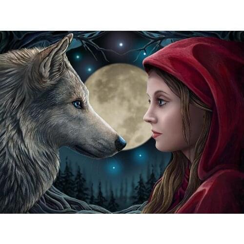 Wolf and beauty Under the moon Cross Stitch Kits Needlework Sewing Kit Embroidery 14ct Unprinted DIY Arts Handmade Home Decor