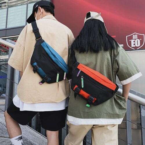 Korea ins Japanese Harajuku functional tooling canvas chest bag simple student messenger bag street trend shoulder bag