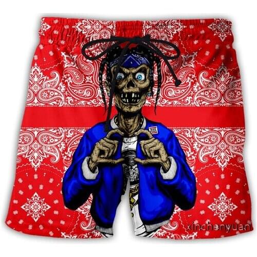 New 3D Printing Blood Gang Bandana Fashion Men Women Tracksuits Crewneck Hip Hop Shorts Plus size S-7XL