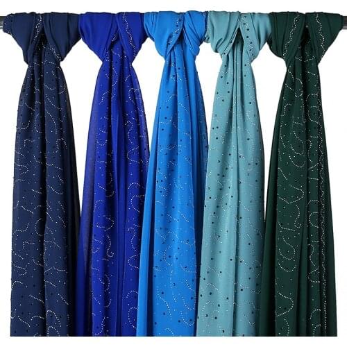 New Designed Diamond Scarf Pearl Chiffon Scarves Woman Luxury Fashion Shawl Bandana Elegant Muslim Hijab Ladies Shawls/Wraps