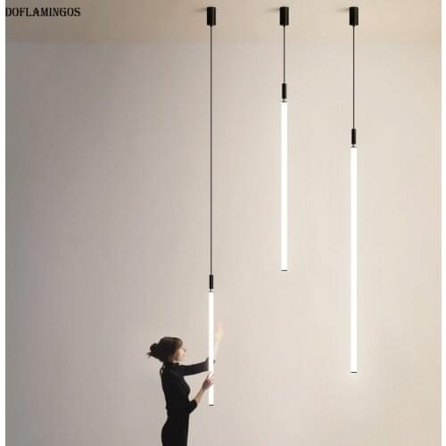 NEW Nordic minimalist living room INS fashion LED Pendant lamps bedroom bedside strip light column LED chandelier