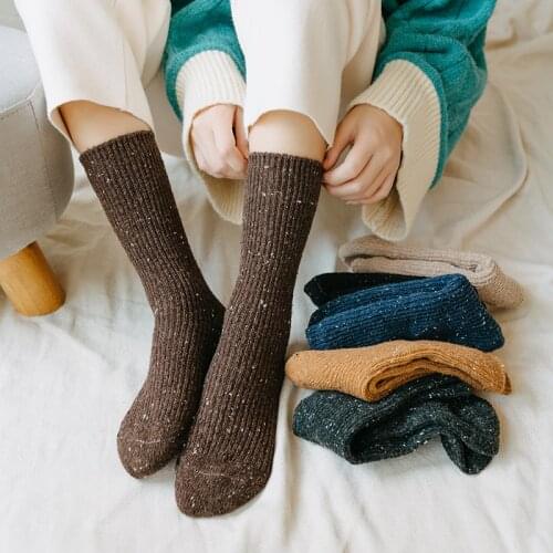 Autumn Winter Thick Warm Womens Socks Solid Japanese Style Kawaii Cute Long Socks Cashmere Wool Woman Sock for Christmas