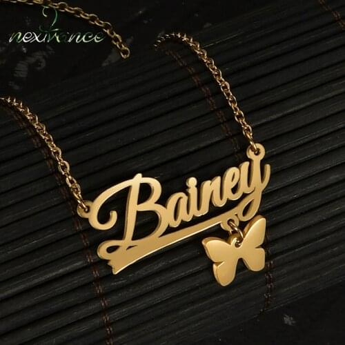 Nextvance Personalized Custom Name Necklace Butterfly Pendant Customized Nameplate Necklaces for Women Couple Jewelry Gift