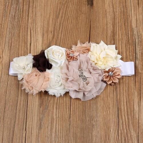 3 Styles White,Beige Satin Ribbons Flower Sash Belt Photo Prop Baby Kids Belts Girls Bridal Wedding Flower Girl Belt Accessories