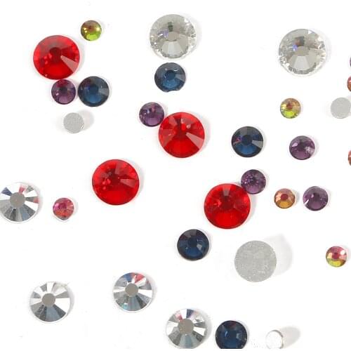 Multicolor SS4 (1.5-1.6mm) Round Flatback Loose Rhinestones Faceted Glass Craft Crystal Beads DIY Decoration Accessories 1440pcs