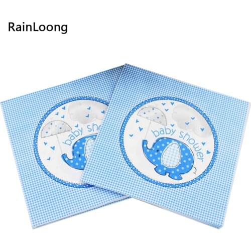 [RainLoong] Elephant Baby Shower Printed Paper Napkin Napkin For Decoupage Festas Tissue Servilleta 33*33cm 1 pack