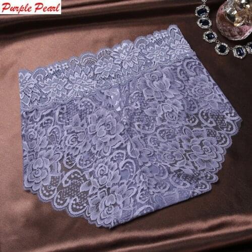 HW039 High quality women sexy lace panties luxury transparent large size underwear elegant soft woman briefs plus size Lingerie