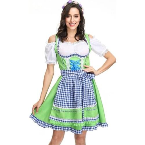 2 Colors Women Summer Skirt Beer Girl Cosplay Female Halloween Waitress Maid Costumes Carnival Purim Nightclub bar party dress