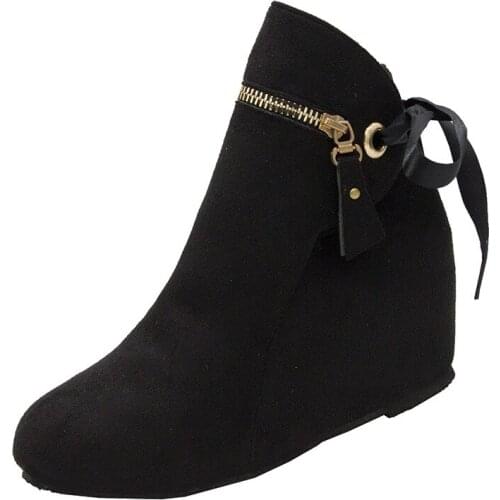 Boots Women Ankle Boots For Women Wedges Winter Shoes Women Zipper Casual Boots Size 35-43 Botas Mujer 559