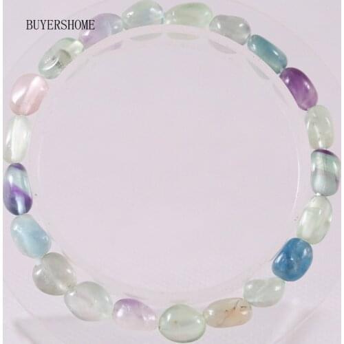 Women Bangle Jewelry Gift Handmade Stretch Natural Stone Beads Purple Fluorite Bracelet 1Pcs H1313