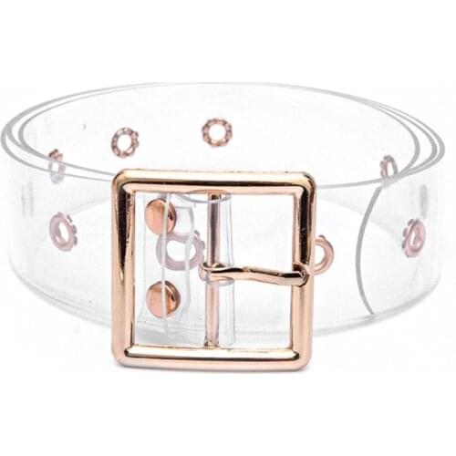 Women Belts Cute Transparent Waistband Unfading Adjustable Square Heart Circle Shaped Buckle Belts Lady Pin Buckle Trouser Belt