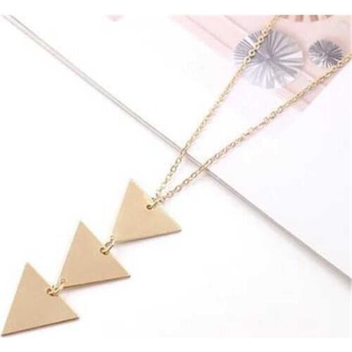 Chain Sweater Gold Color Triangle Necklace Fashion Long Jewelry Women Choker