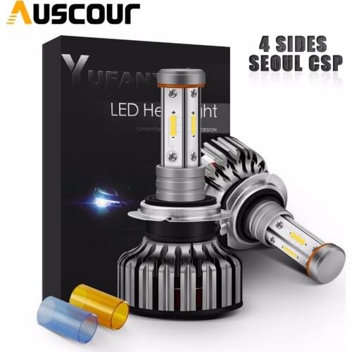 100W LED Car headlight 1200lms CSP chips 4sides lightingh white blue yellow all in one h1 h4 h7 h11 hb3 hb4 DIY three