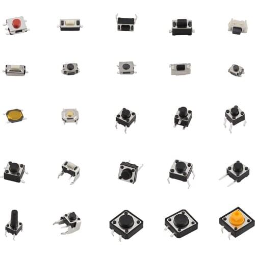 125 Pcs 25 Types Micro Push Button Assorted Micro Switches DIY Tool for TV Electronics Products Cameras Household Appliances
