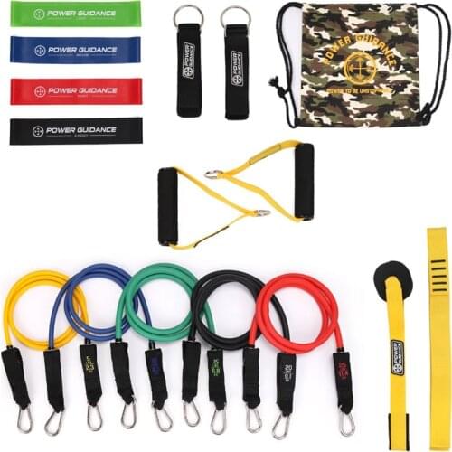 15 in 1 Home Gyms Workout Nature Latex Resistance Band Pull Rope Set Yoga Fitness Expander Tubes Exercise Training Rubber Band