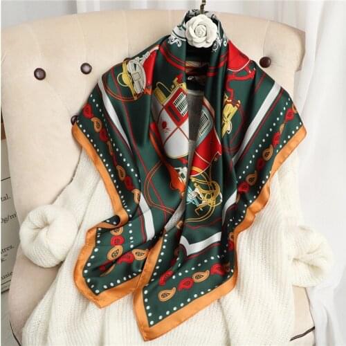 2021 new spring women scarf quality shawl silk fashion scarf headscarf beach sunscreen bag headscarf scarf 90cm*90cm