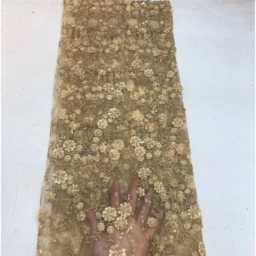 2021 Handmade Latest African French Beaded Tulle Lace Fabric High Quality Embroidery Nigeria Mesh Lace Fabric ZX3676