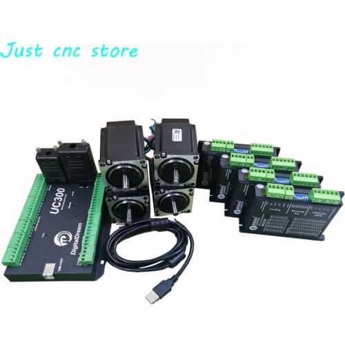 CNC mach3 USB 4 Axis Kit, 4pcs M542C driver+ mach3 USB UC300 controller board + 4pcs HS21A57 stepper motor