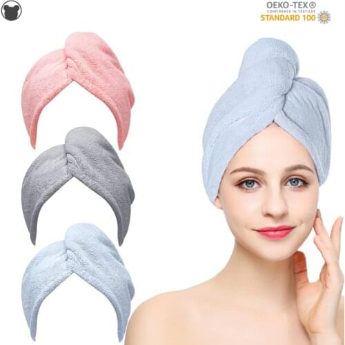 Brand New Microfiber hair towel Quick Drying hair wrap towel Super Absorbent microfiber towel hair with Button Coral Velvet soft