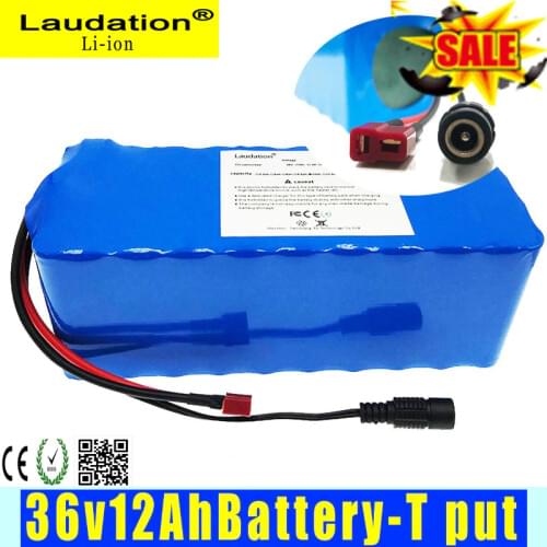 Laudation 36v 12Ah Electric Bicycle Battery 18650 Lithium Battery10s4P,500W High Power and Capacity Motorcycle Scooter with BMS