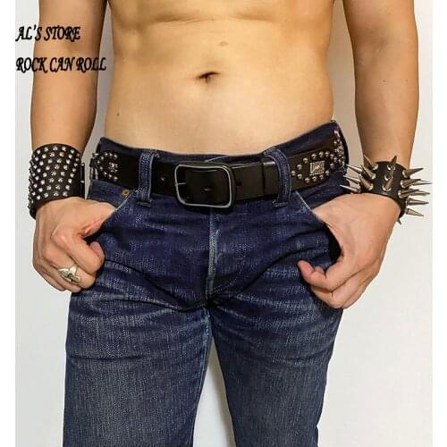 ALR4 Alloy Metal & Cow Leather Adjustable Wrist Band