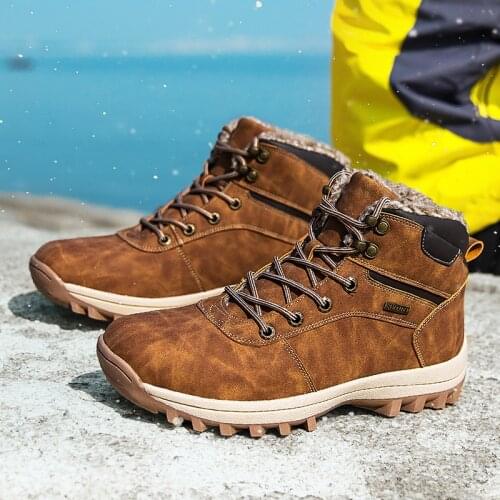 CIMIM Brand, botas antideslizantes de felpa de invierno para hombre, botas impermeables de cuero para hombre, botas de nie