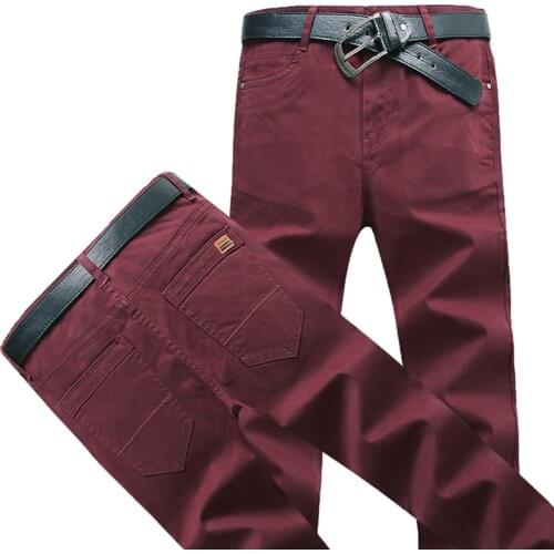 New Design Casual Men pants Cotton Slim Pant Straight Trousers Fashion Business Solid Khaki Black Pants Men 28-40 42 44 46