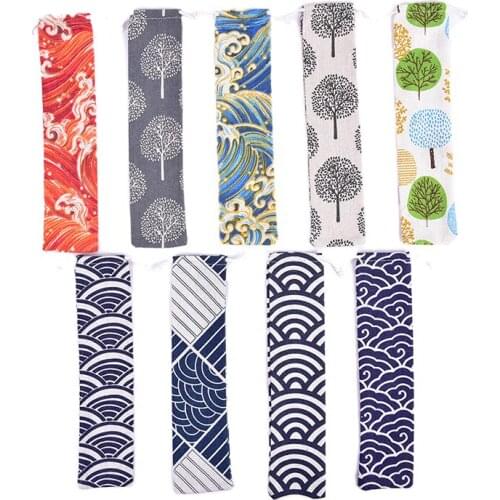 Cutlery Case Drawstring Bag Portable Tableware Bag Cotton Linen Travel Spoon Chopsticks Storage Household Utensils Dinnerware