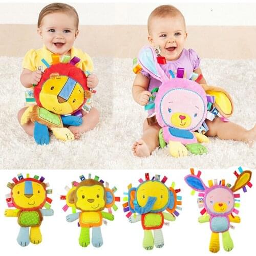 Baby Cartoon Plush Rattles Toys Appease Doll Infant Hand Bells Elephant/Monkey/Rabbit Animal Soft Cotton Infant Educational Toys