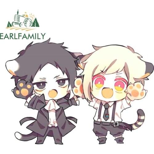 EARLFAMILY 13cm x 9.3cm for Bungo Stray Dogs Car Stickers Sunscreen Scratch-Proof Decals Creative Helmet Caravan Decor Car Label