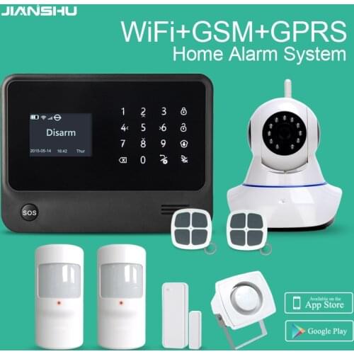 GSM WIFI Alarm System g90b plus GPRS WIFI Alarm System Wireless GSM Alarm System with Wireless WIFI IP Camera for Home Secure