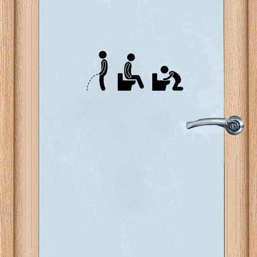 Creative Funny Bathroom Icon Toilet Door Wall Art Decal Sticker Mural Art Removable Door Ornament Home Decoration