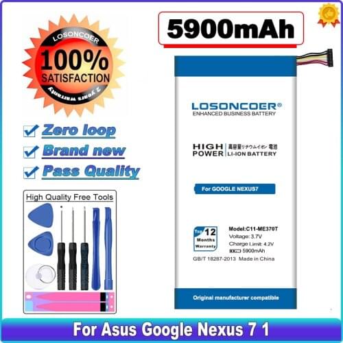 LOSONCOER C11-ME370T 5900mAh For Asus Google Nexus 7 Nexus 7 1 Generation Nexus7 2012 Wifi Version C11-ME370TG Tab Battery