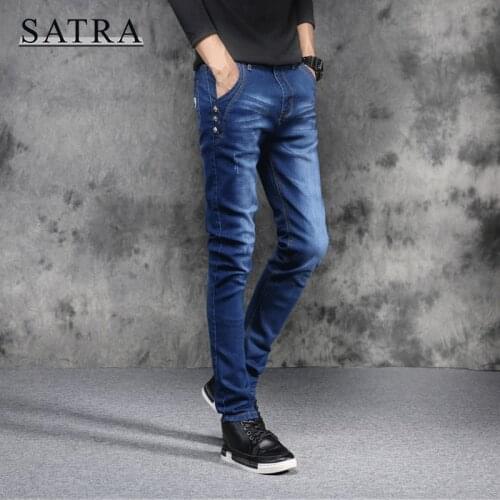 SATRA 2021 Spring New Arrival High Quality Classic Elastic Jeans Men,Mens Fashion Trend Pencil Jeans ,Casual Slim Jeans Men