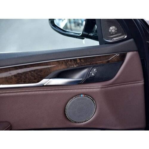 Carbon Fiber Car Audio Speaker Door Loudspeaker Trim Ring Cover Sticker for BMW X5 F15 F16 X6 E70 E71