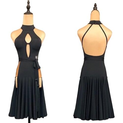 New Summer Dress Black Latin Dance Dress Women Sexy Costume Designer Clothes Ballroom Practice Wear Salsa Dancing Outfit JL2687