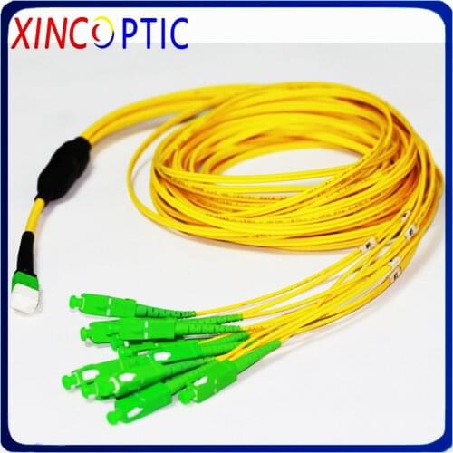 MPO/APC Female-12xSCAPC 2.0mm Fanout Fiber Optical Patch Cord,3.0mm 12C MPO F-SC G657A Mini Yellow LSZH Round Cable,L:3M (2M+1M)