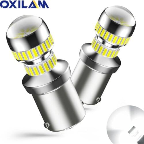 OXILAM 2Pcs 1156 LED Bulb 12V P21W BA15S 7506 Led Lamp for Car Reverse LED Light DRL 4014 SMD Turn Signal Lamps 12V 6000K White